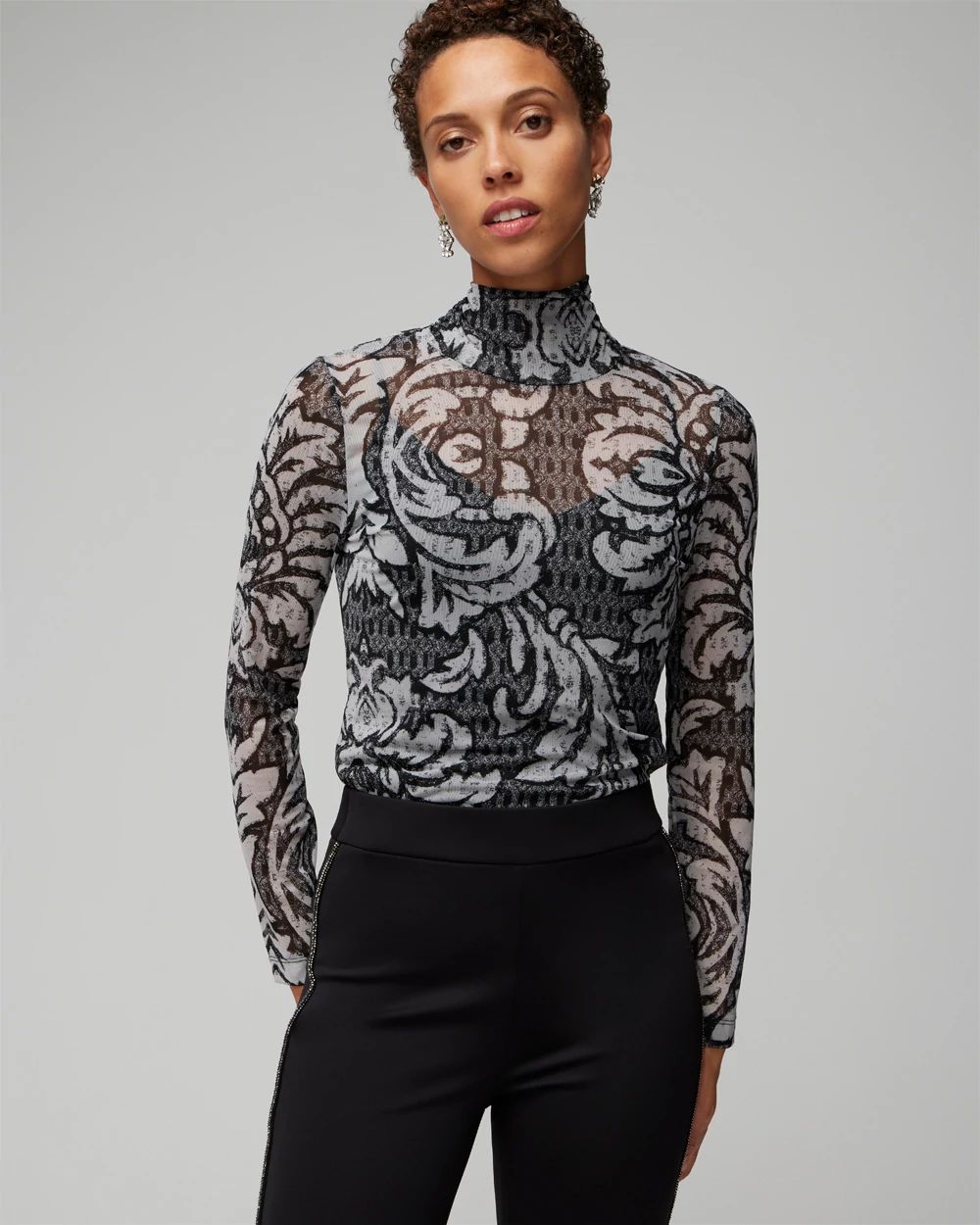 Long Sleeve Mesh Turtleneck