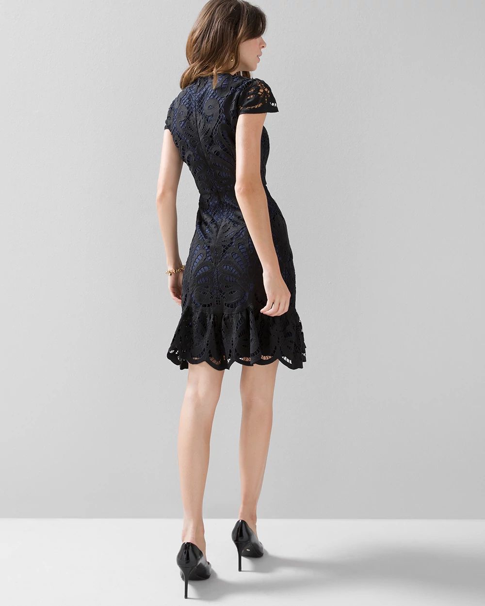 Cap Sleeve Lace Sheath Dress click to view larger image.
