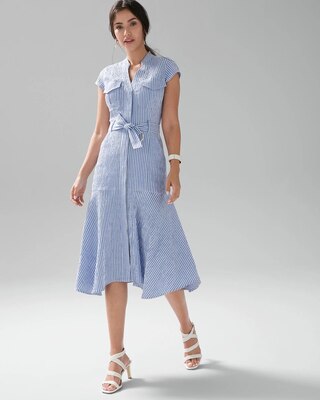 Seersucker Utility Midi Dress