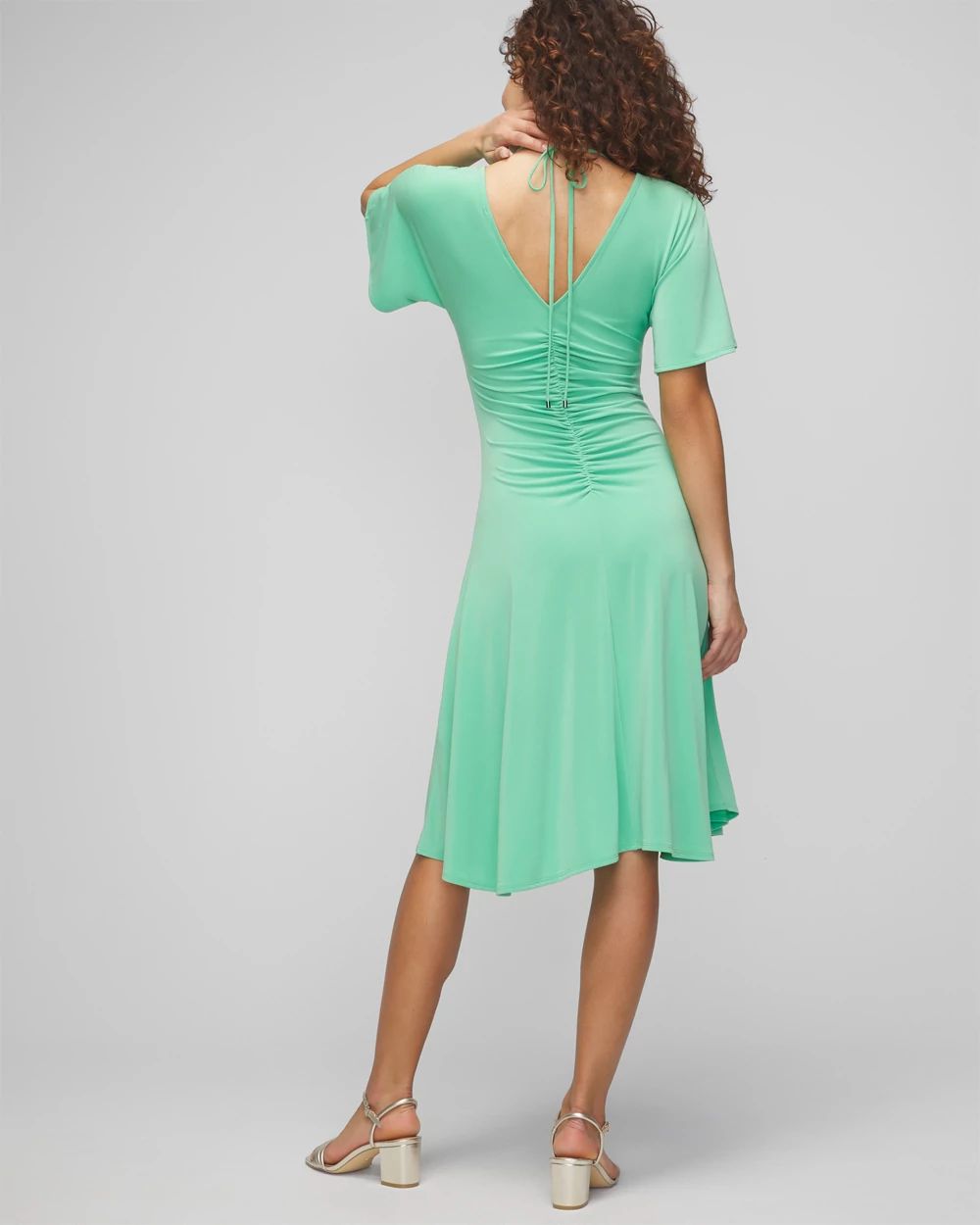 Short Sleeve Ruched Front Matte Jersey Dress click to view larger image.