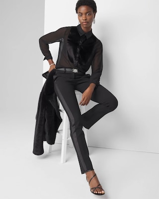 Petite Velvet & Chiffon Tuxedo Shirt click to view larger image.
