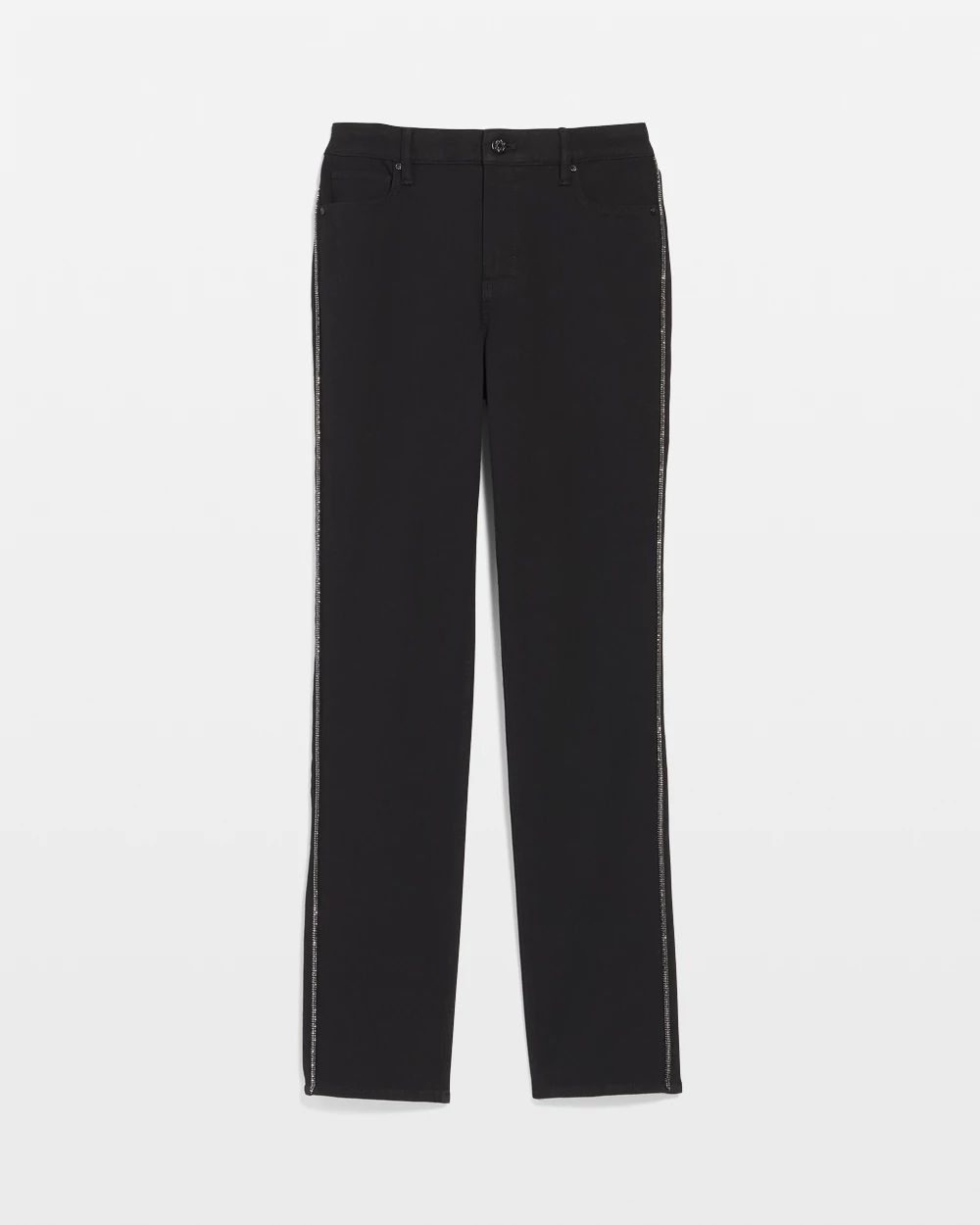 High-Rise Sculpt Embellished Trim Straight Jean click to view larger image.