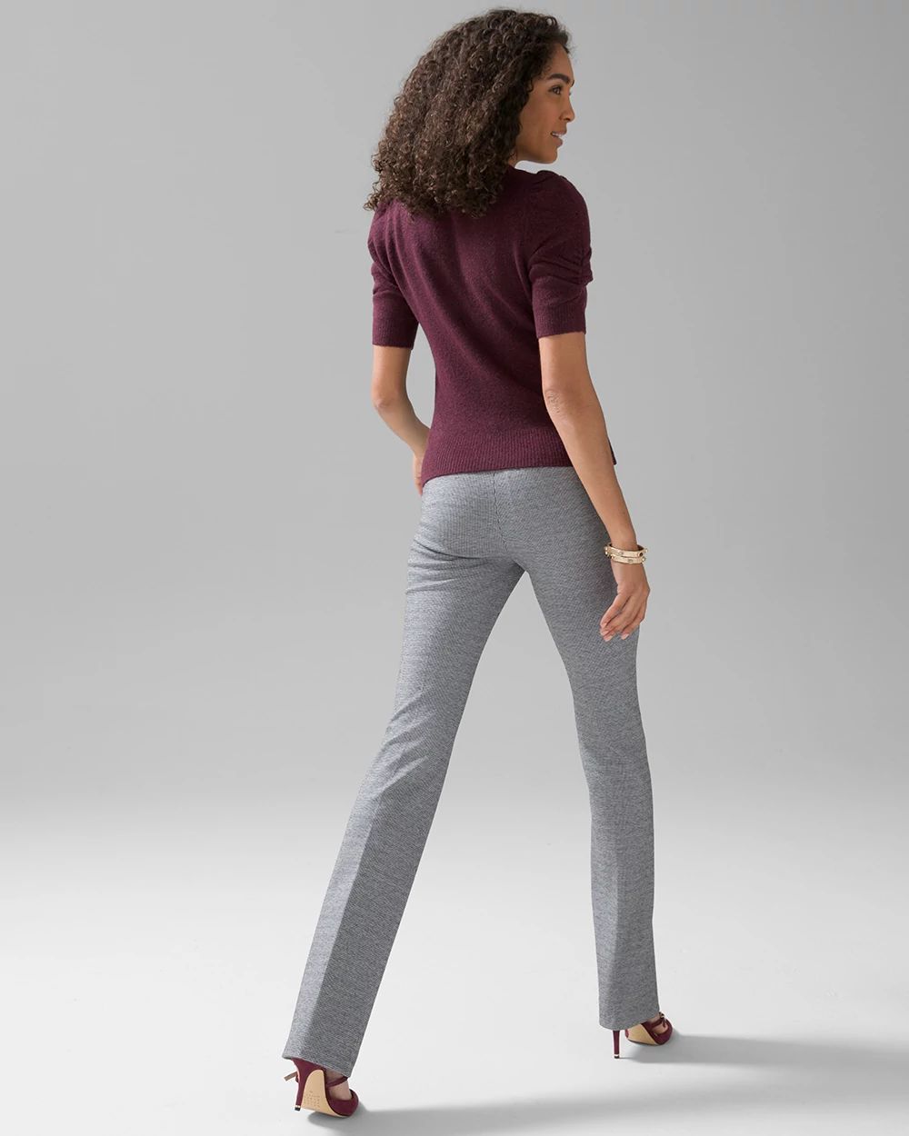 Elbow-Sleeve Soft Crew Gathered Pull Over