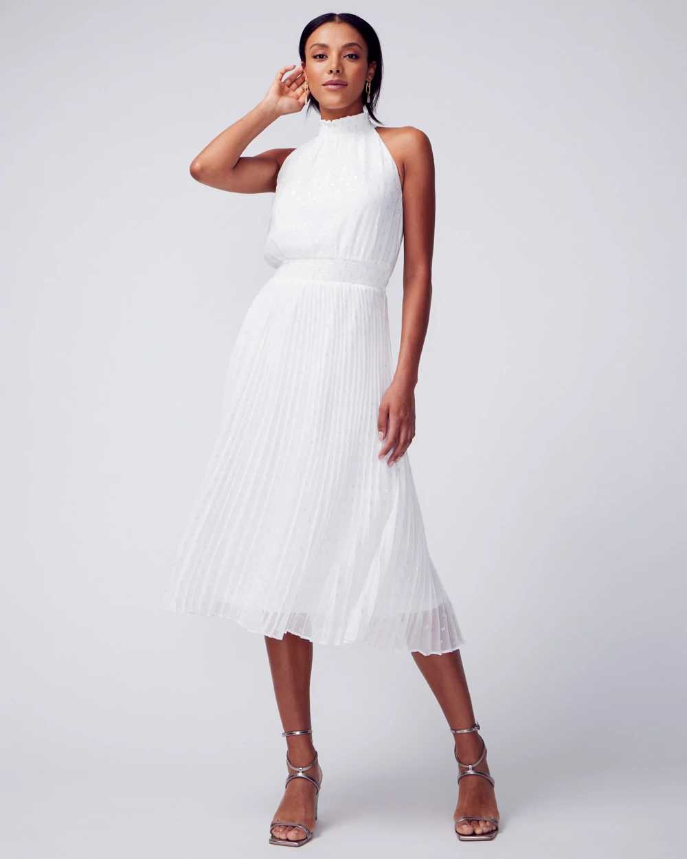 Black white hot sale pleated dress