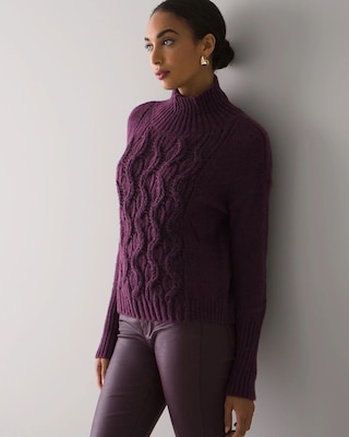 Cable Knit Turtleneck Sweater click to view larger image.
