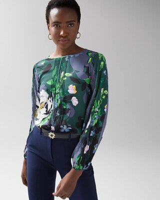 Pintuck Lace Trim Blouse
