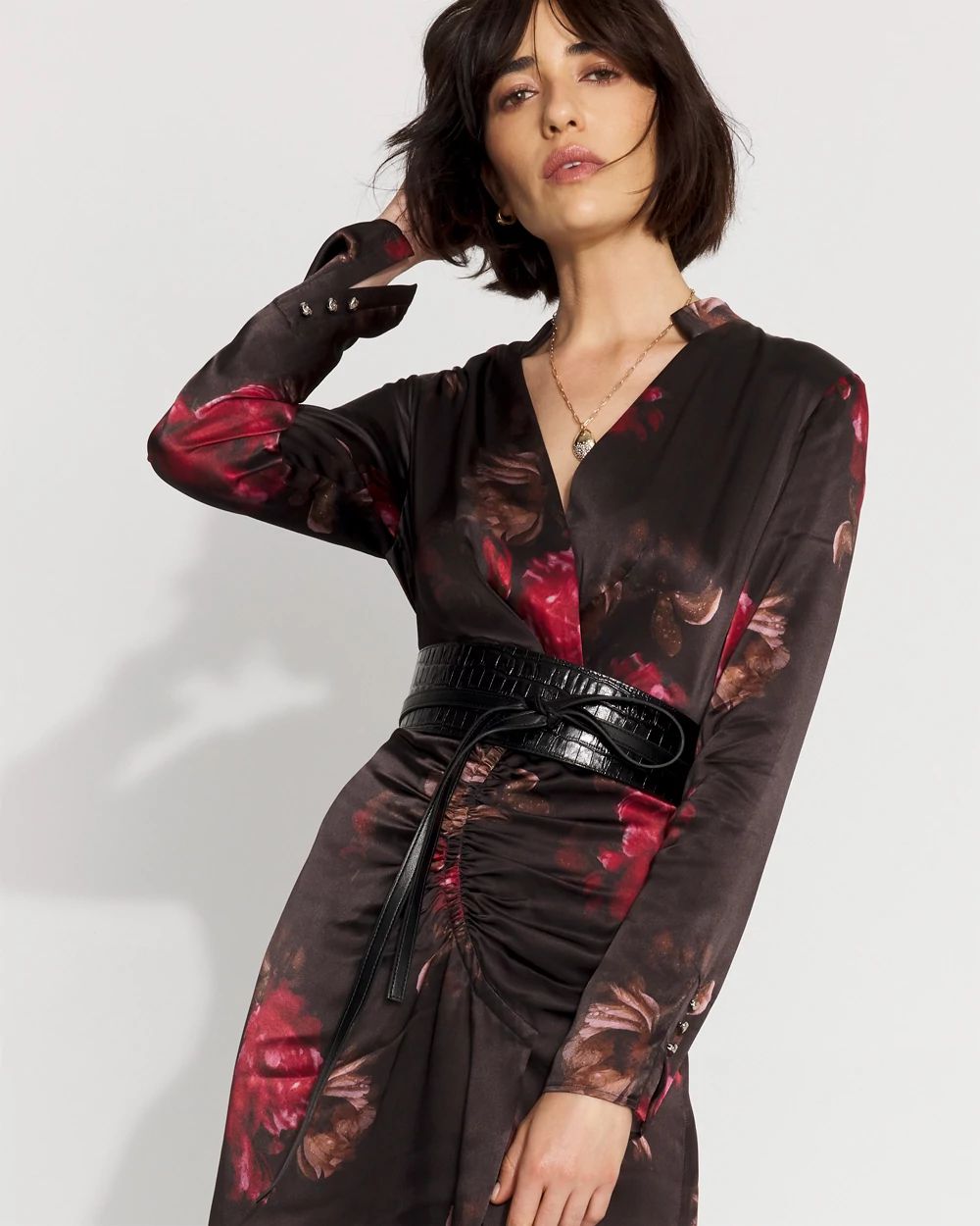 Floral Ruched Sheath Dress click to view larger image.