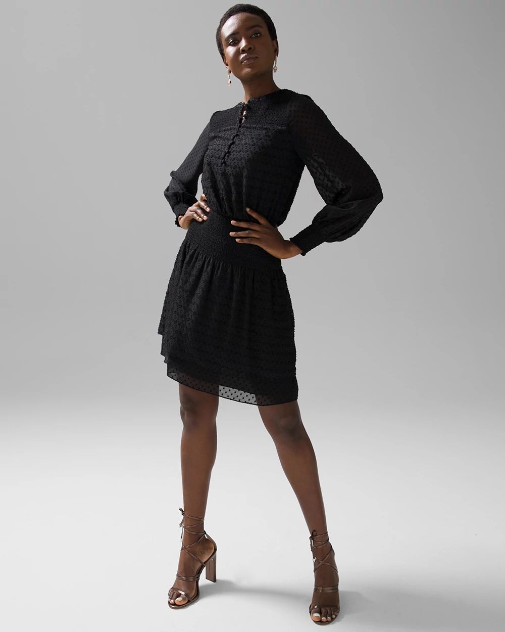 Smocked Blouson Dress White House Black Market