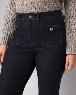 High-Rise Patch Pocket Bootcut Jeans click to view larger image.