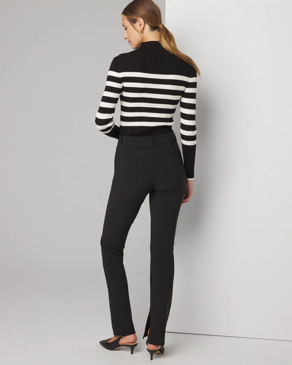 Slim Scuba Pants with Ankle Slits click to view larger image.
