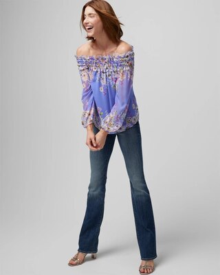 Long-Sleeve Off the Shoulder Ruffle Blouse