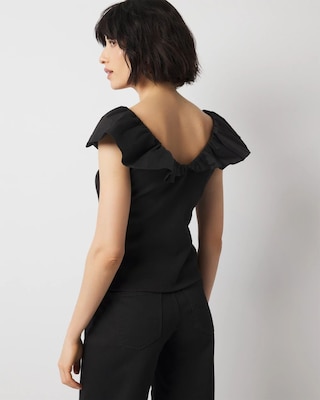 Ruffle Poplin Knit Top click to view larger image.