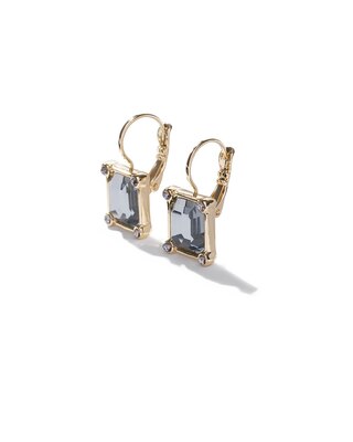 Gold Black Crystal Drop Earrings