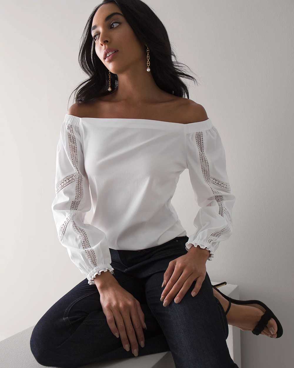 White house black market outlet off the shoulder to