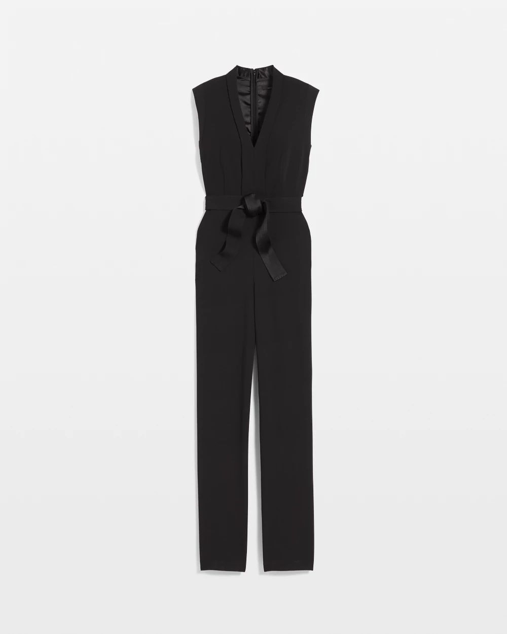 Petite Sleeveless Tie Waist Jumpsuit click to view larger image.