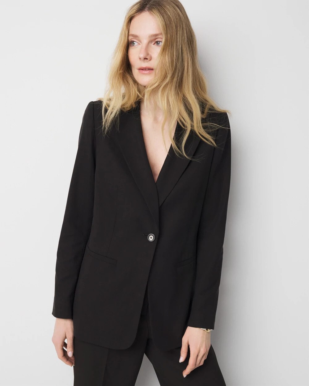Lyocell-Blend One-Button Blazer - image 1