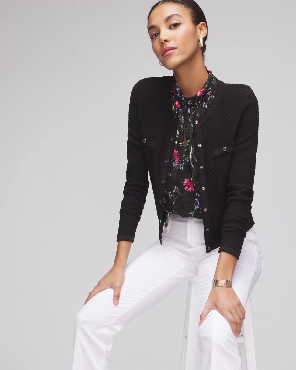 Novelty Stitch Crew Cardigan