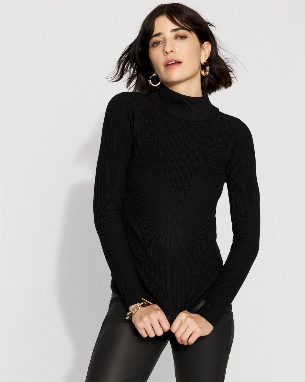 Petite Essential Mock Neck Rib Sweater