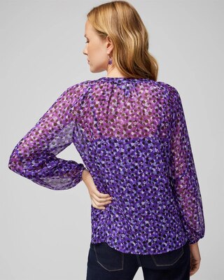 Long Sleeve Button Clip Blouse