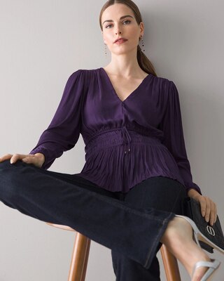 Long-Sleeve Fitted Waist Blouse