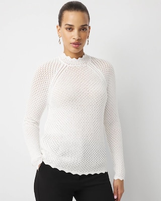 Pointelle Pullover Sweater