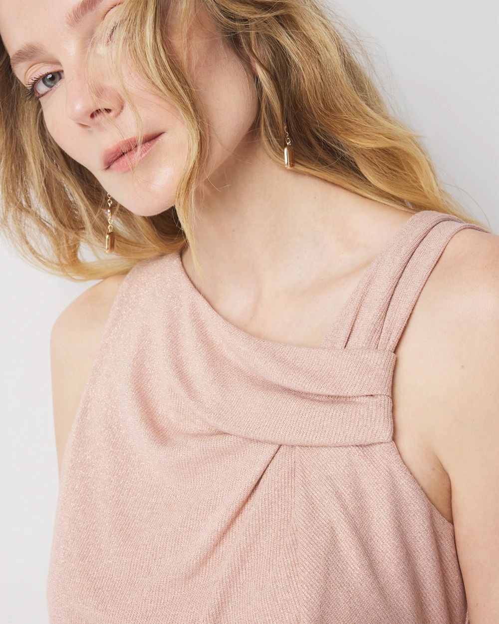 Metallic Twist Shoulder Tank Top