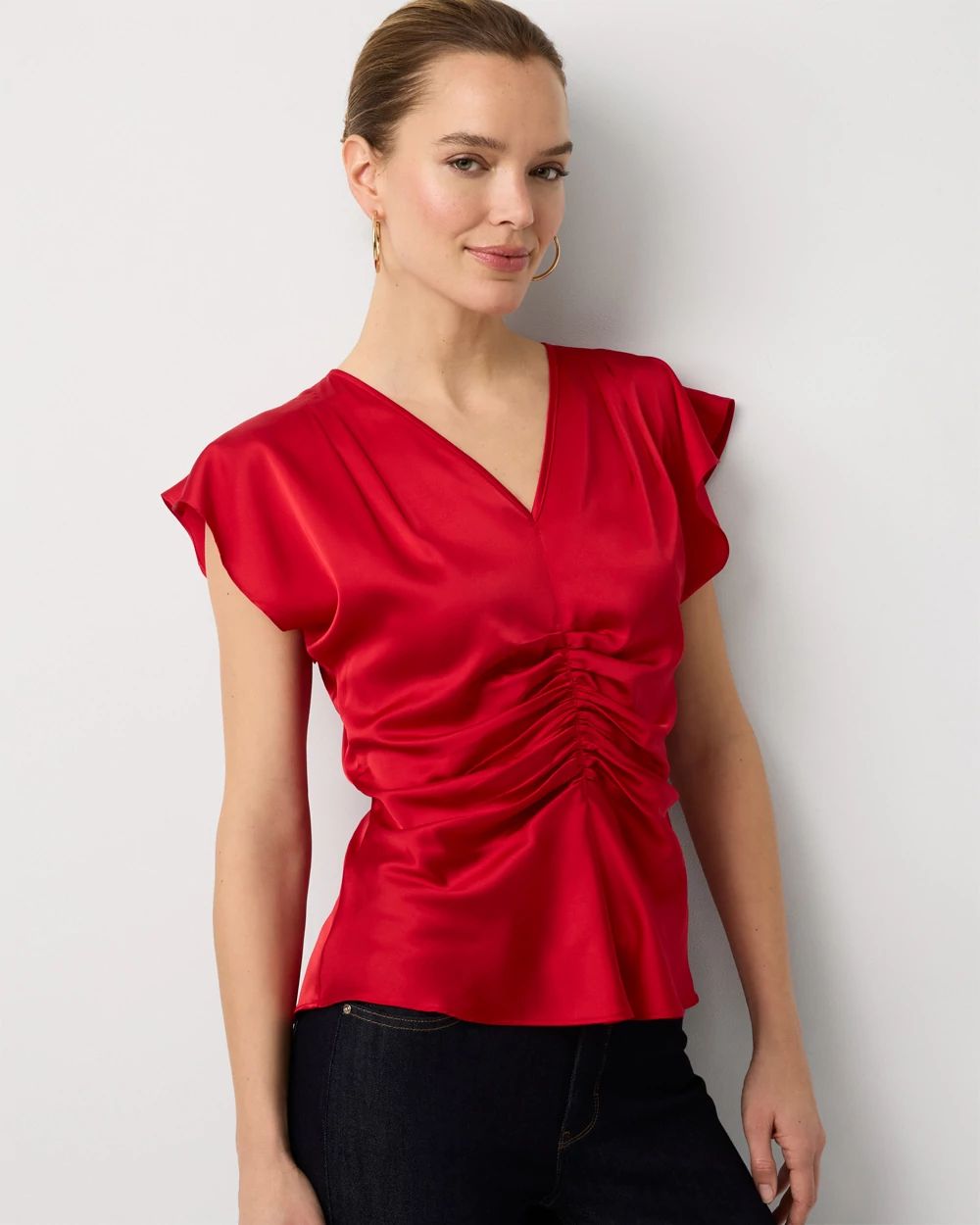 Ruched Satin Shell