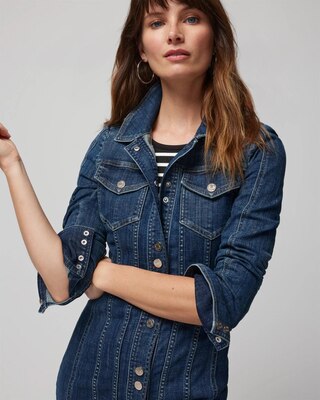 Long-Sleeve Denim Shacket Dress