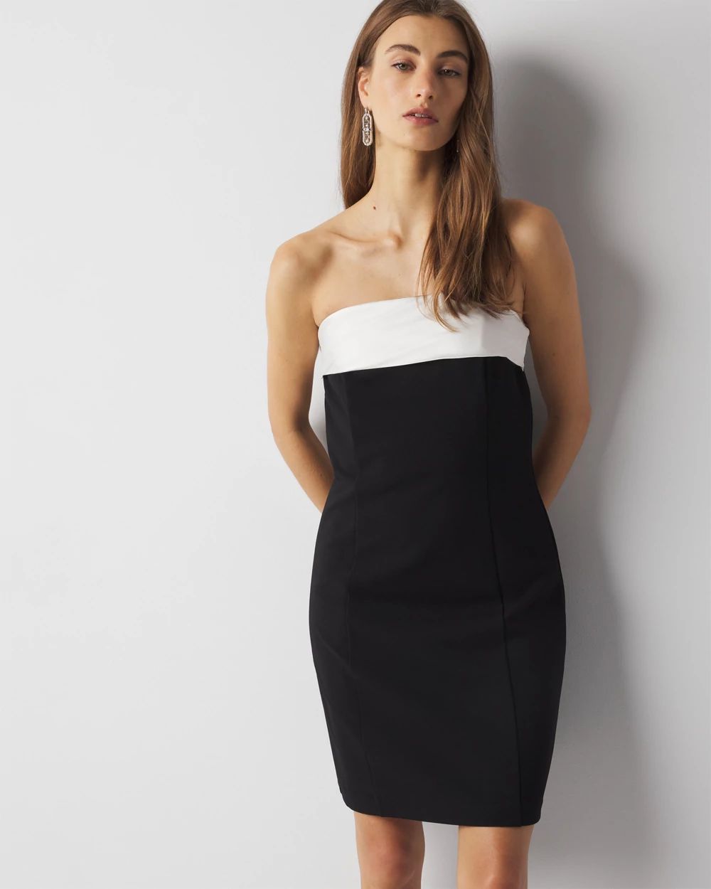 Petite Strapless Tuxedo Mini Dress