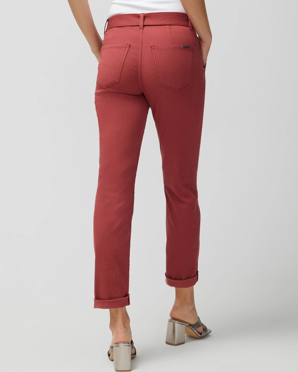Pret High-Rise Belted Straight Cropped Pant