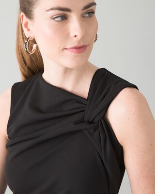 Asymmetrical Neck Black Dress
