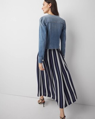 Puff Sleeve Cropped Denim Jacket click to view larger image.
