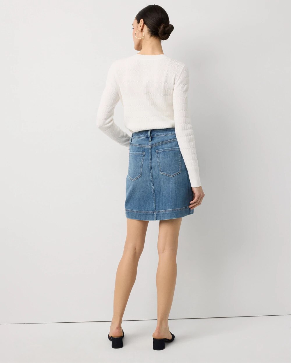 Chain Detail Denim Skirt