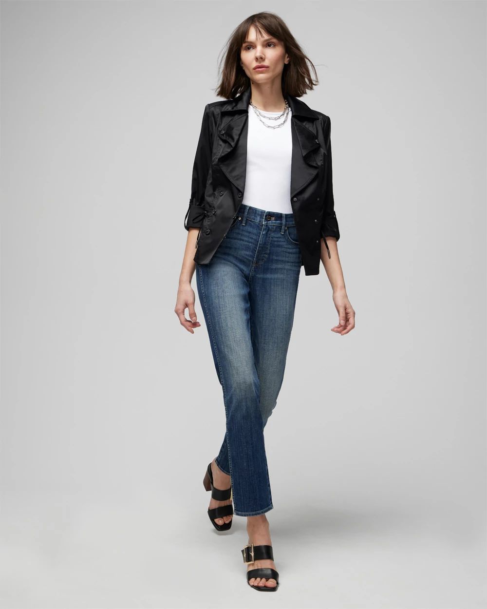 Drape-Front Moto Jacket