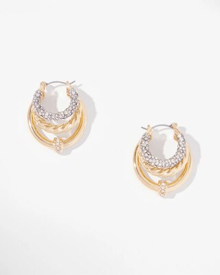 Triple Hoop Mixed Metal Earrings