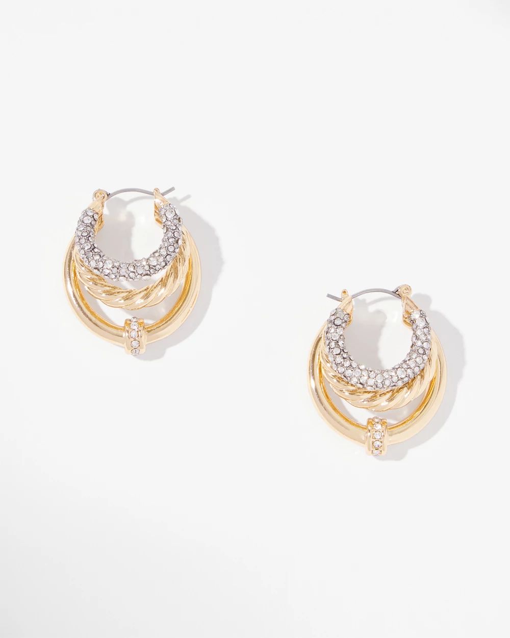 Triple Hoop Mixed Metal Earrings