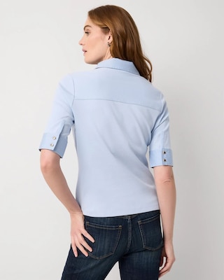 Poplin Detail Knit Polo Henley click to view larger image.