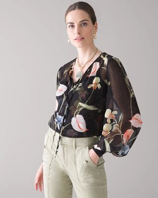Chiffon Tie-Neck Blouse