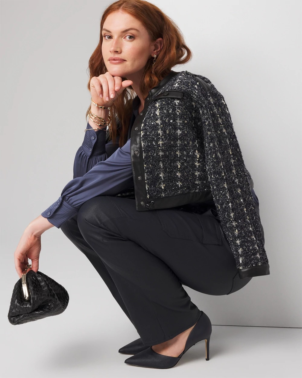 High-Rise Coated Cargo Bootcut Jean