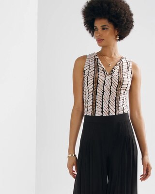 Matte Jersey Lace Notch Neck Tank