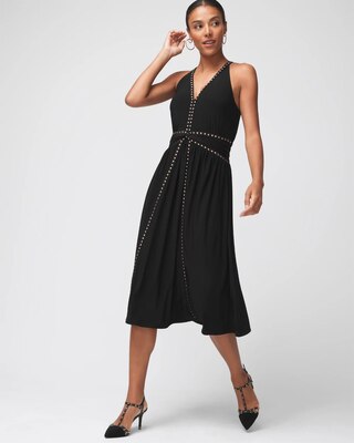 Sleeveless Matte Jersey Studded Midi Dress