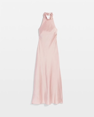 Satin Halter Midi Dress click to view larger image.
