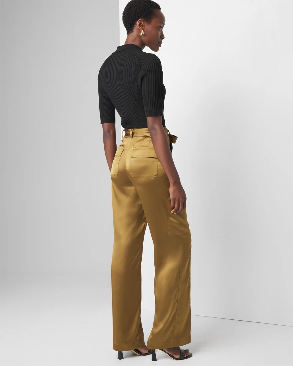 Petite Belted Utility Wide Leg Trouser