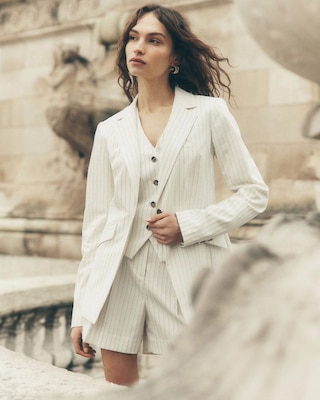 Petite WHBM® One-Button Blazer in Pinstripe