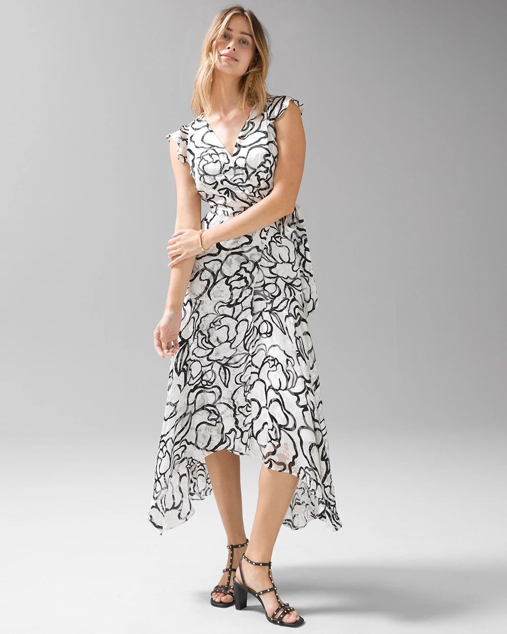 Short Sleeve Surplice Wrap Midi Dress