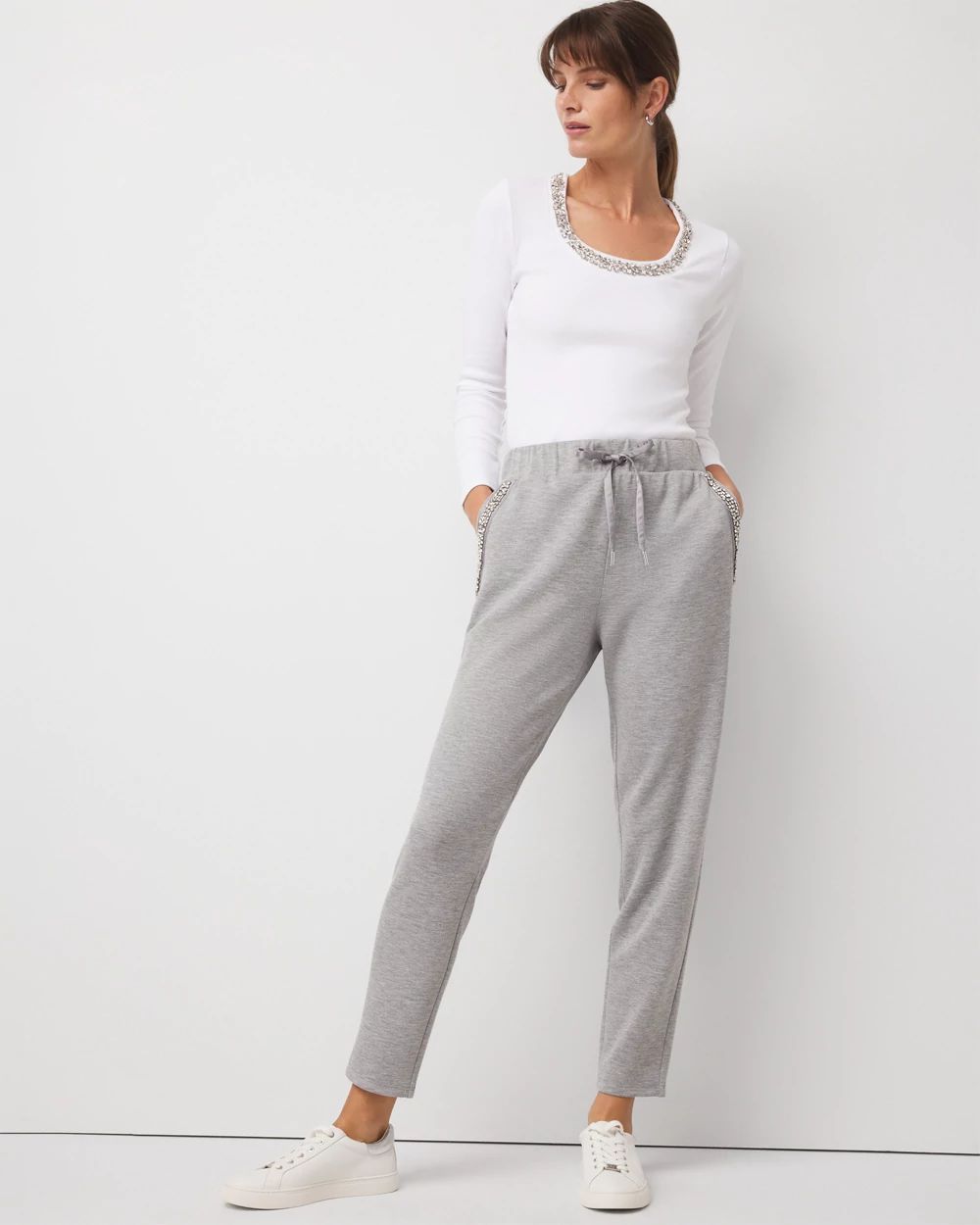 Embellished Satin Trim Jogger