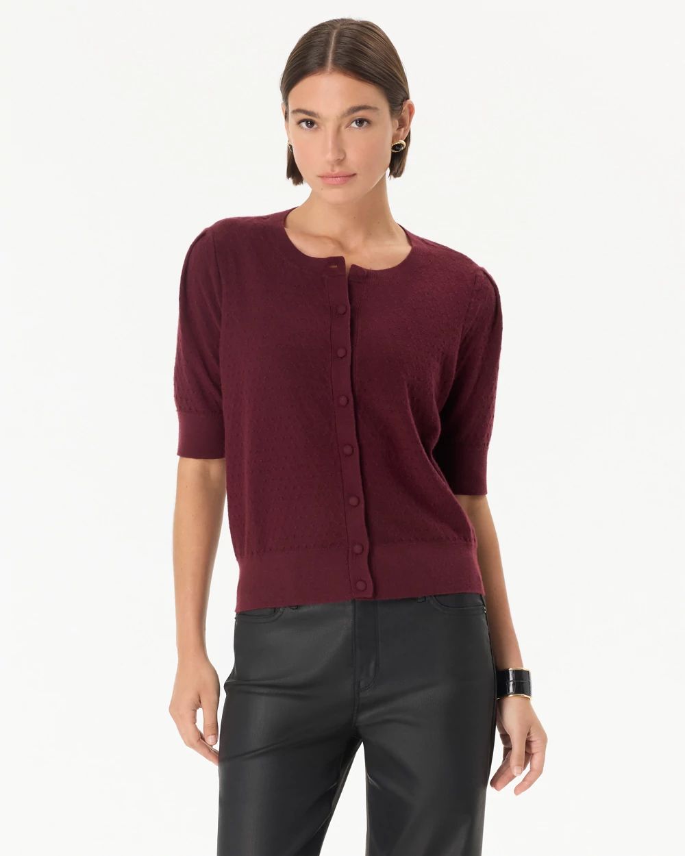 Elbow Sleeve Button Front Cardigan