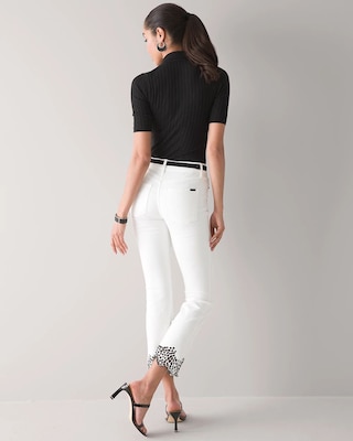 High-Rise Cutout Hem Boot Cut Cropped Jeans click to view larger image.