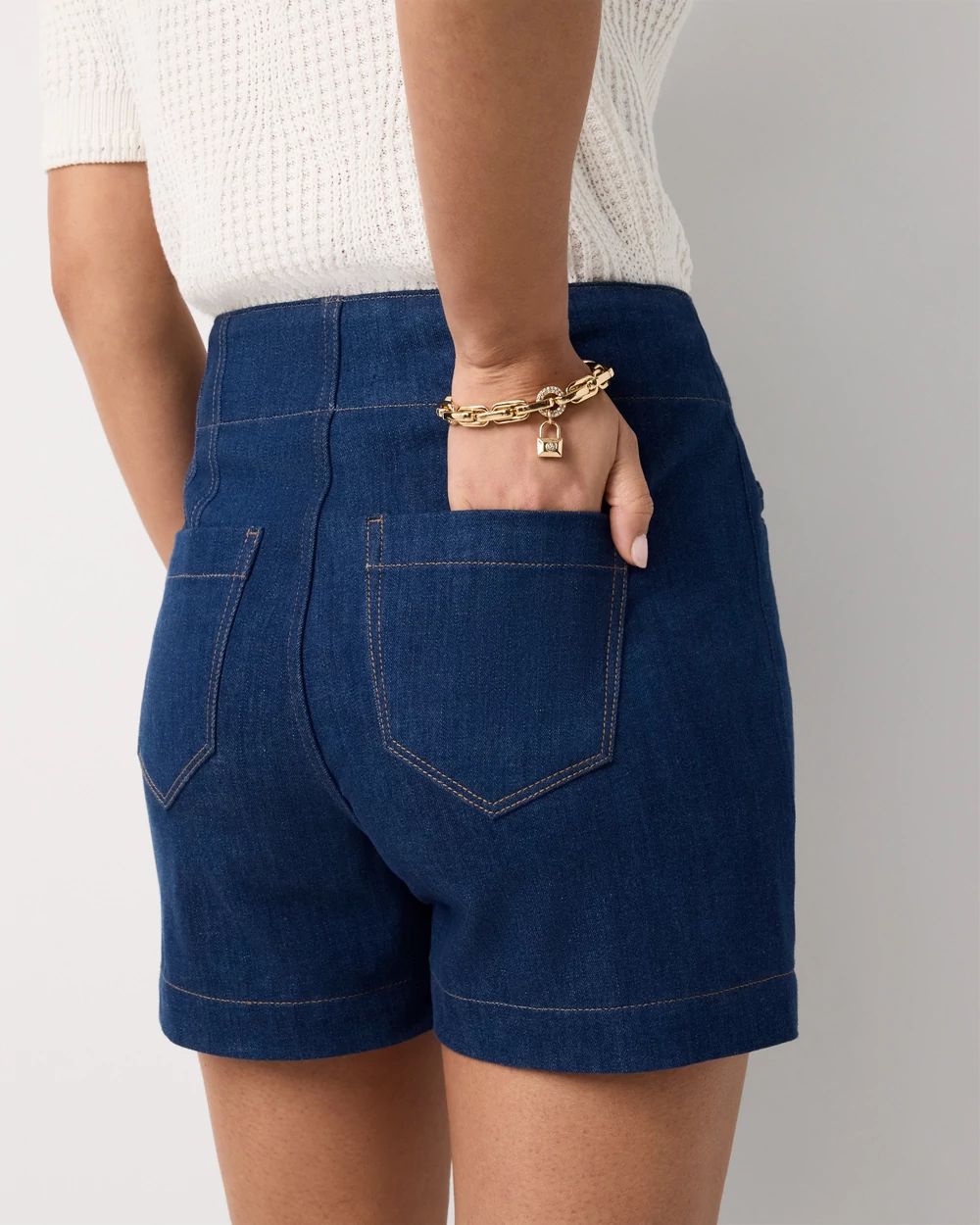 Braid Detail Extra High Rise Denim Short