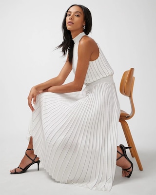 Pleated Midi Halter Dress click to view larger image.